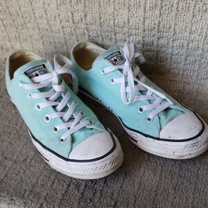 Converse Low Top Sneakers in Mint/Turquoise with White Laces
